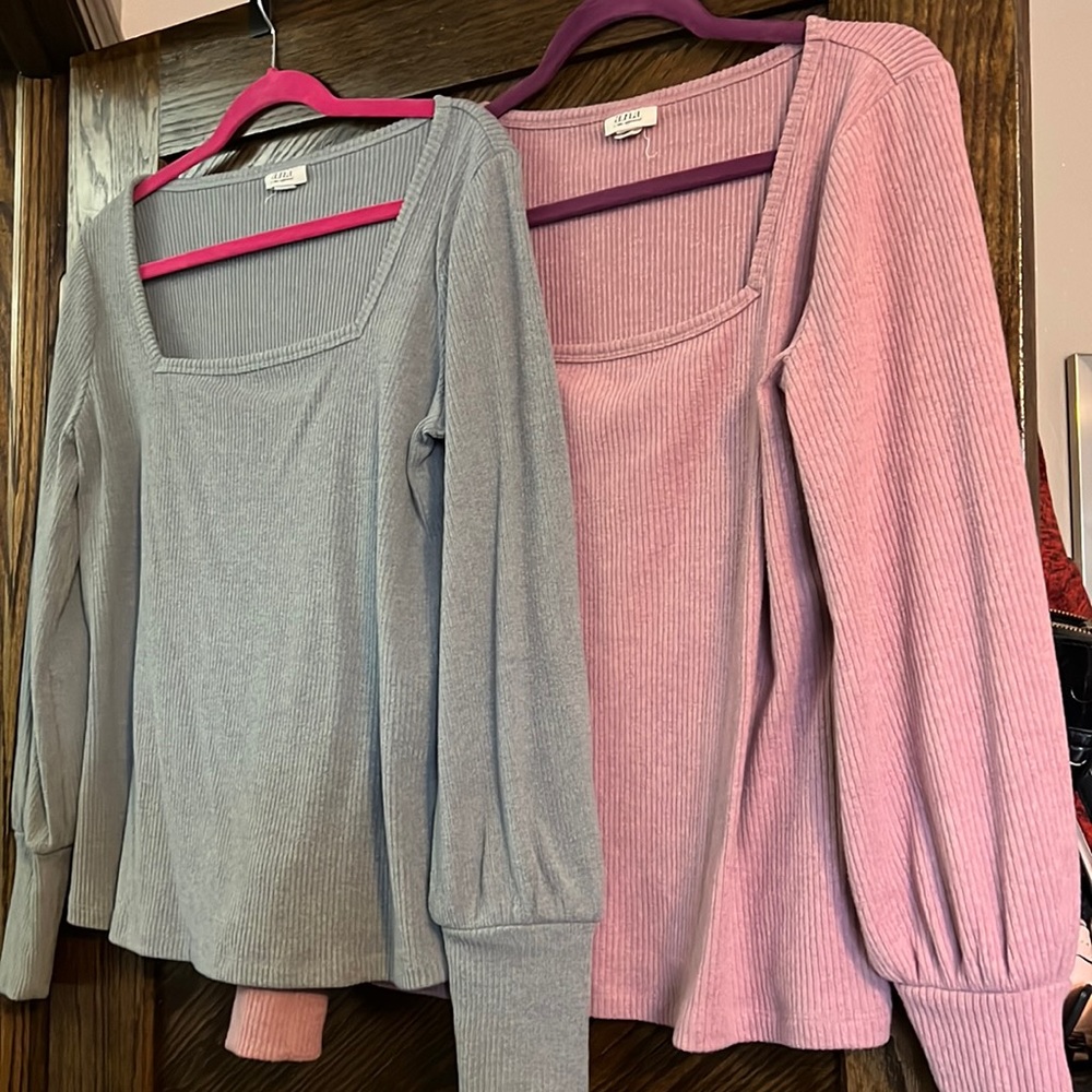 Set of 2 ANA sweater blouses! Square neck and super soft!